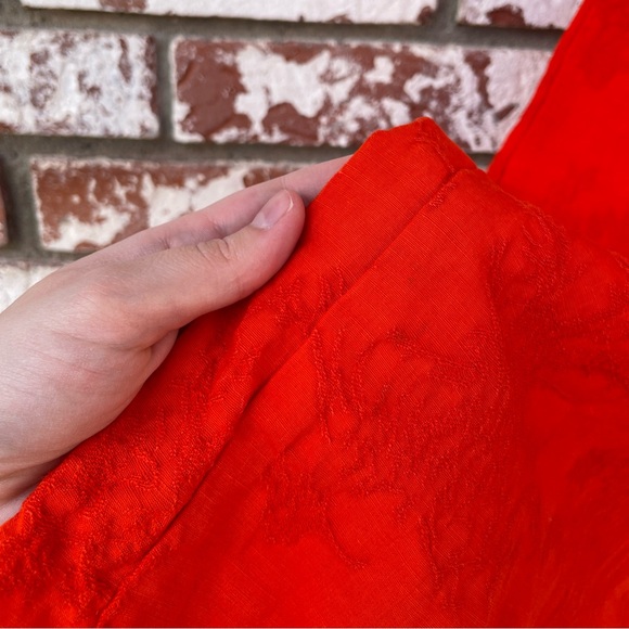 🦞3/$30🦞 Elevenses | Anthro Bright Orange Tropical Embroidered Petite Jumpsuit - Picture 10 of 10